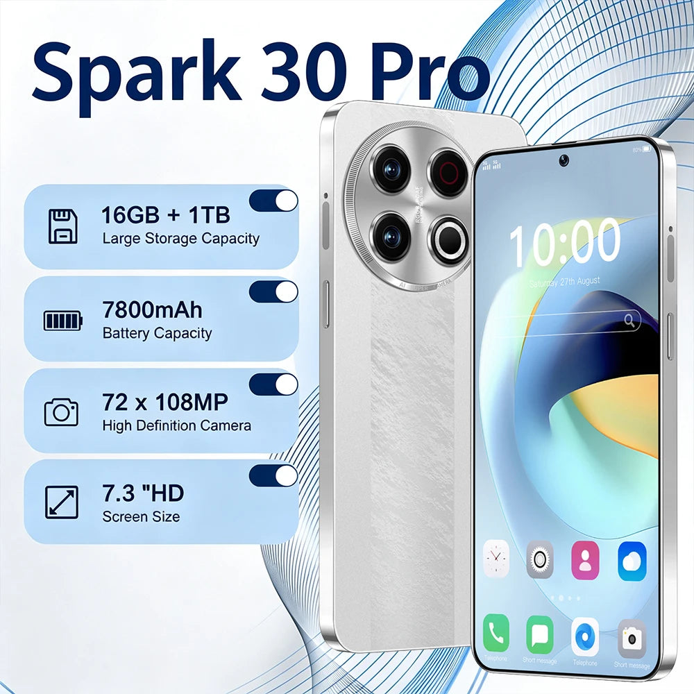 2026 New Hot Sale Spark 30 Pro Original Global Version HQ Intelligent Snapdragon 8 Gen3 7800mAh Battery Dual Card Dual Standby