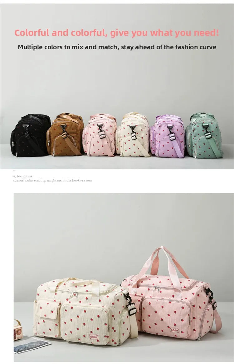Corduroy Mommy Bag Large Capacity Waterproof Baby Diaper Bags Stroller Nappy Organizer Travel Carry Shoe Maternity Tote Bags