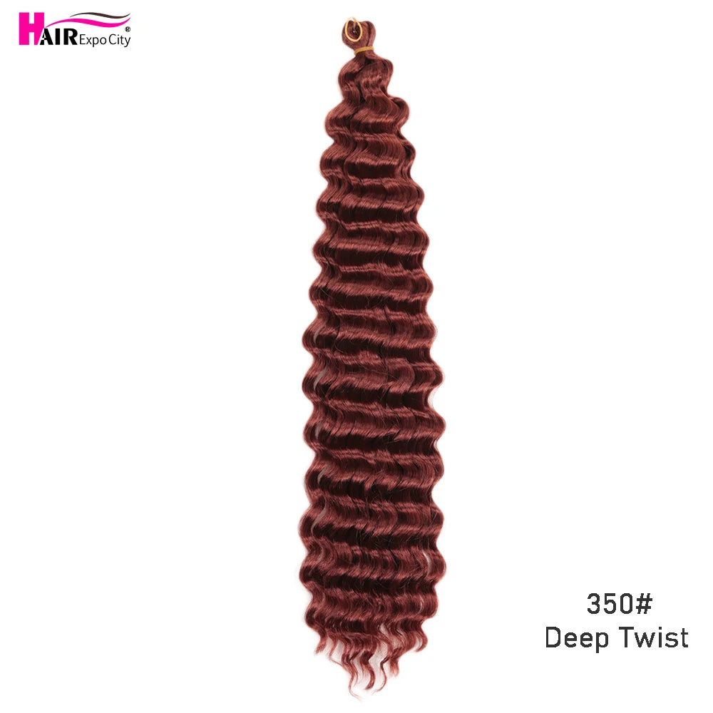 22-28 Inch Deep Wave Twist Crochet Hair Natural Synthetic Braid Hair Afro Curls Ombre Braiding Hair Extensions Hair Expo City