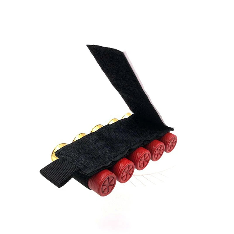 Tactical Hunting Ammo Holder 5 Rounds Shell Holder Bullet Bag Adhesive Patch for Rifle 12GA Shotgun Hunting Gun Accessories