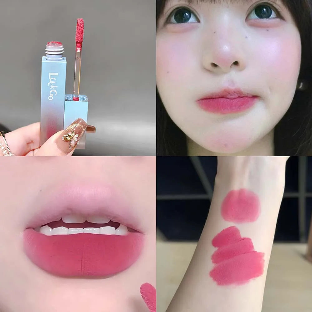 1Pc Nude Matte Lip Mud Waterproof Non-stick Pink Liquid Lipstick Long Lasting Highly Pigmented Lipgloss Tint Korean Cosmetics