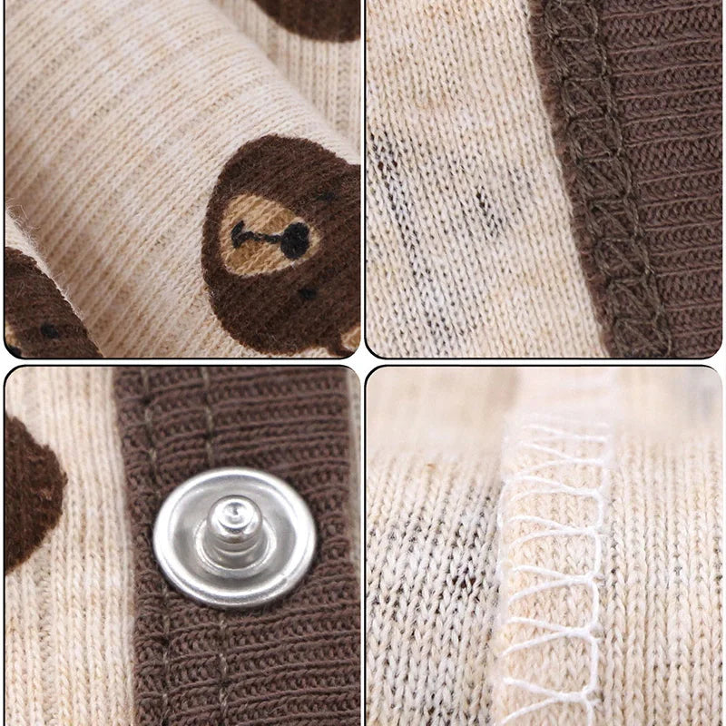 3Pcs Newborn Cotton Jumpsuit Baby Cute Bear Romper Spring Autumn Infants Loungewear Foot Wrap Crawl Suit Toddler Onesie Clothes