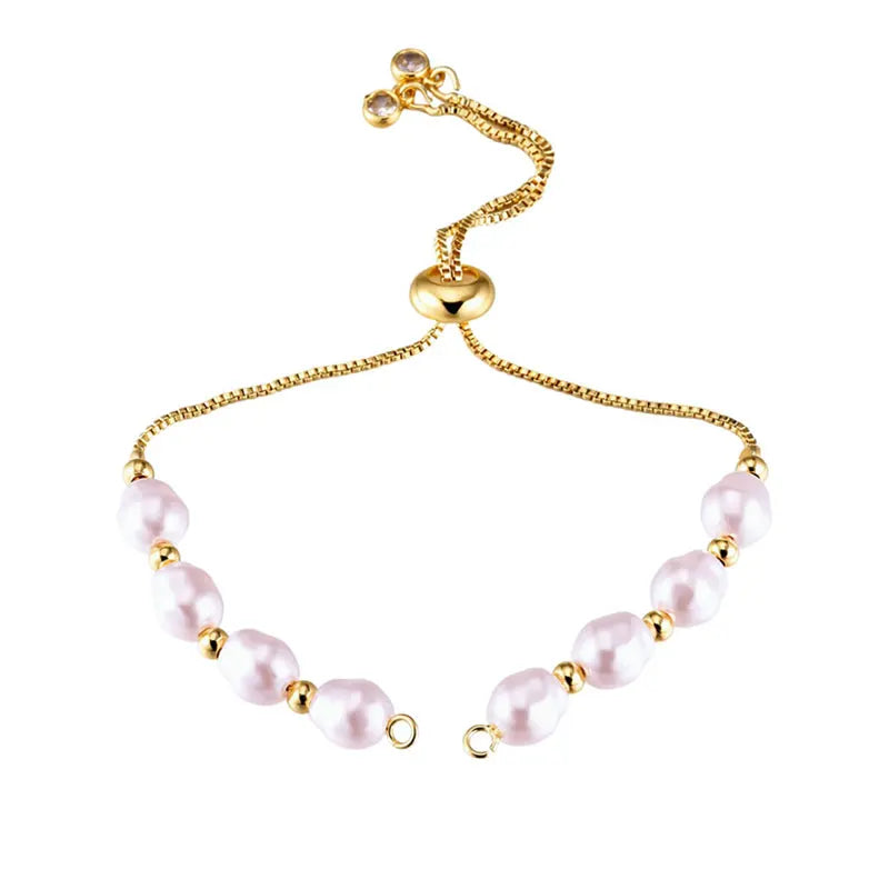 Elegant Natural Pearls Connector Adjustable Size Chain For DIY Fashion Women Girls Bracelets Jewelry Findings Accessories