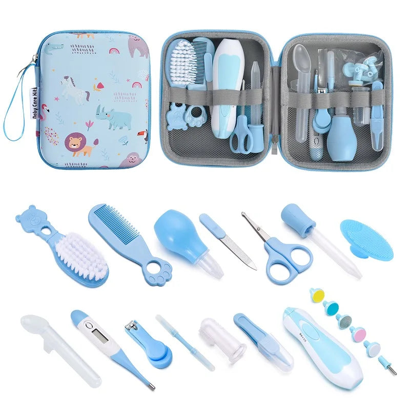 Baby Care Kit Kid Multi-functional Nail Clipper Comb Hair Thermometer Grooming Brush Kit Scissors Baby Health Care Set  Newborn