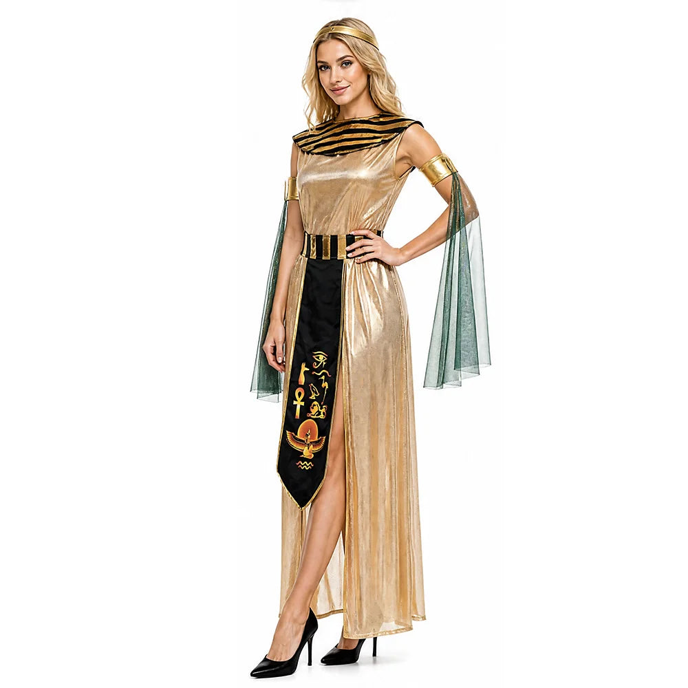 Halloween Ancient Egypt Egyptian Pharaoh Costume for Men King Cleopatra Queen Cosplay Carnival Party Medieval Couple Party Dress