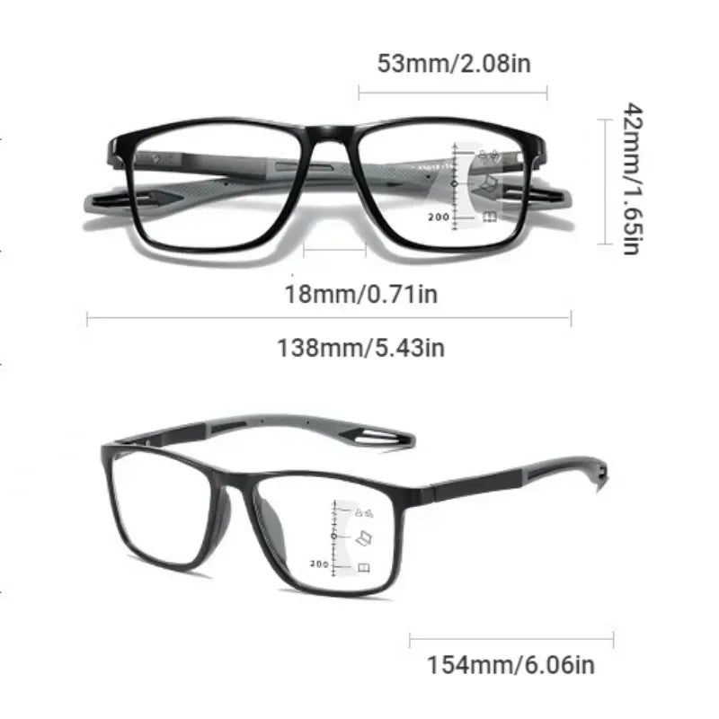 2025 New TR90 Photochromic Multifocal Glasses Vintage Progressive Reading Glasses Men Women Anti-blue Sports Eyeglasses +1.0+4.0