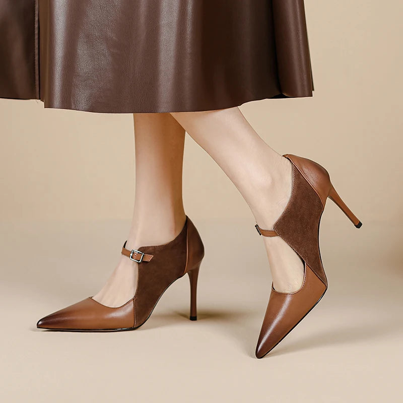 【JOCHEBED HU】Size 33-40 2023 New Soft Genuine Leather Women Heels Fashion Sexy Club Party Wedding High Heel Shoes