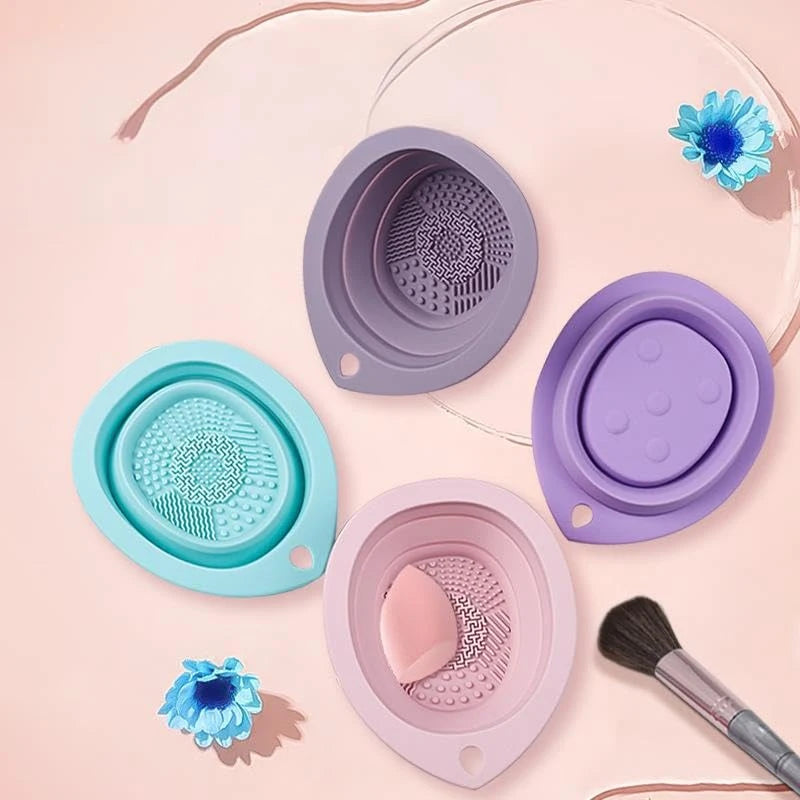New Silicone Makeup Brush Cleaner Folding Powder Puff Cleaning Bowl Eyeshadow Brushes Washing Soft Mat Beauty Tools Scrubber Box