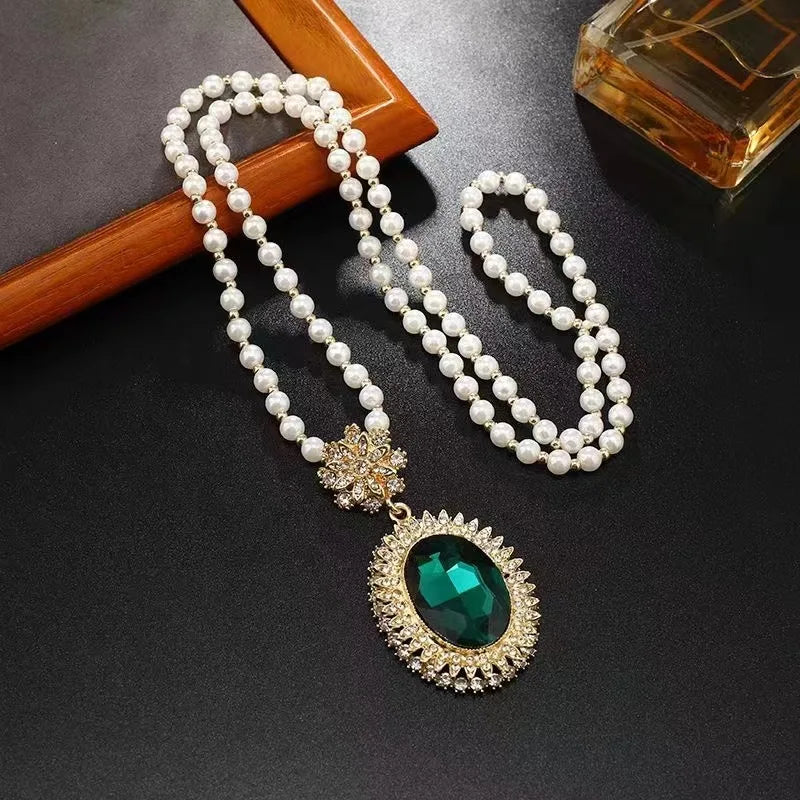 Fashion Pearl Chain Sweater Chain Women Temperament Versatile Pendants Autumn Winter Long Ethnic Styles Necklace Jewelry