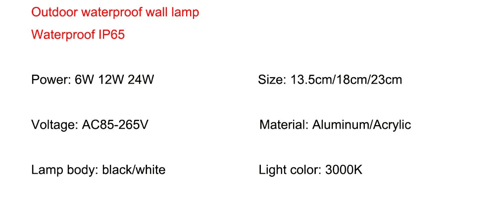 Outdoor Waterproof Wall Lamps Round Aluminum Wall Light Porch Courtyard Lamp Exterior Wall Sconce Waterproof Lighting