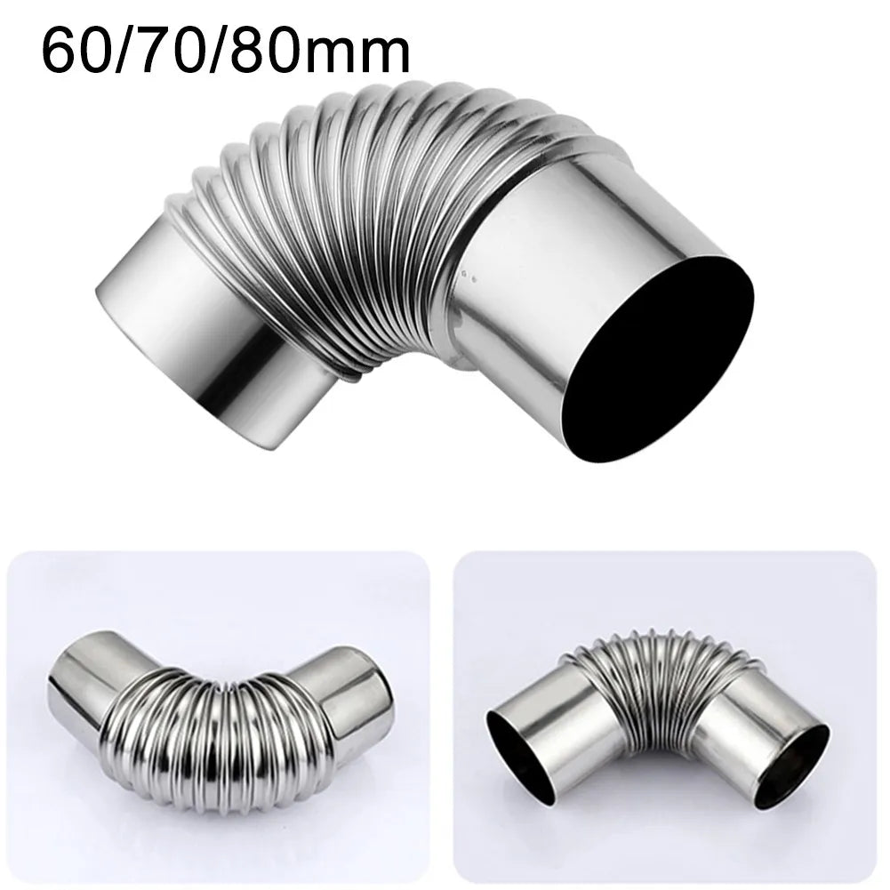60 70 80mm Stainless Steel 90° Elbow Chimney Liner Bend 90° Multi-Flue Stove Pipe For Outdoor Camping Wood Stoves Chimney