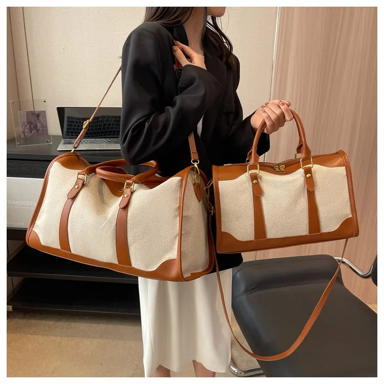 Fashion Travel Bags Women's Canvas Handbags Business Duffels Bags Vintage Fitness Gym Bags Business Trip