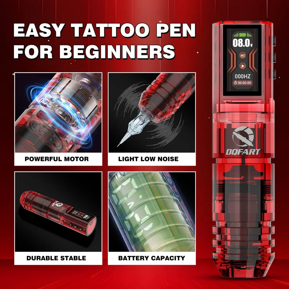 DQFART Hot Poseidon Wireless Tattoo Machine Pen 3Styles 6Colors 1600mAh Safe Professional Artists Creative Designs Beginner