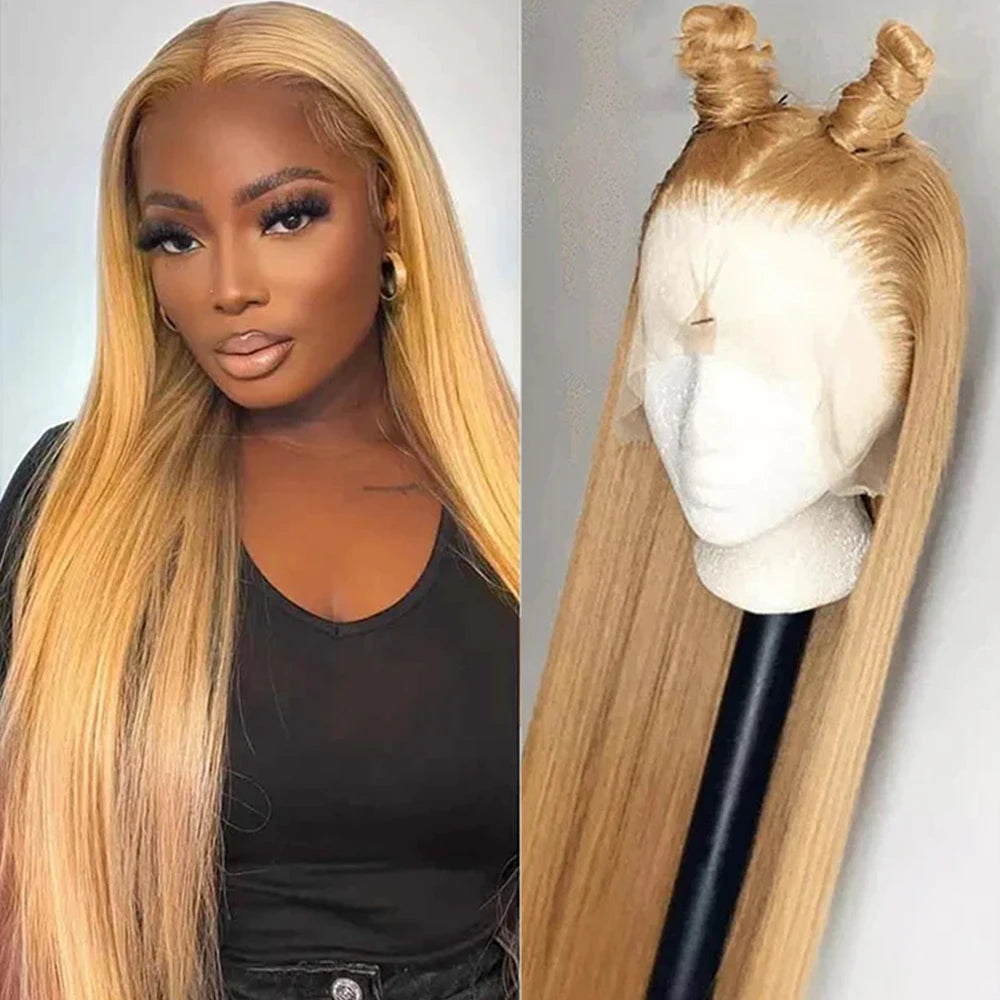 13x4 13x6 Honey Blonde Lace Front Wig for Women Long Straight Synthetic Lace Front Wigs Pre Plucked Natural Looking Glueless Wig