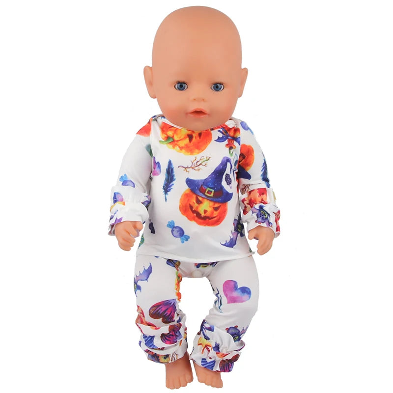 Halloween Doll Clothes Festival Pumpkin, Skeleton Costumes For 18 Inch American&43cm Baby New Born,OG,Life Girl Doll Accessories