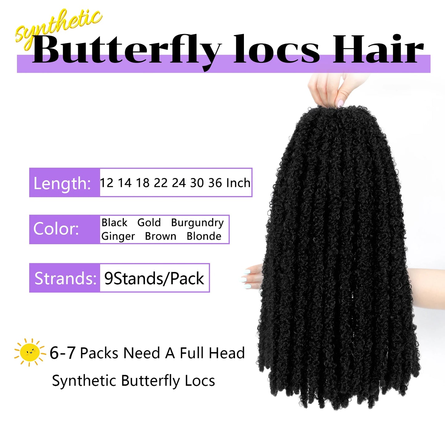 Butterfly Locs Crochet Hair 12-36 Inch Fairy Butterfly Locs Pre Looped Synthetic Distressed Faux Locs 9 Strands /Pack