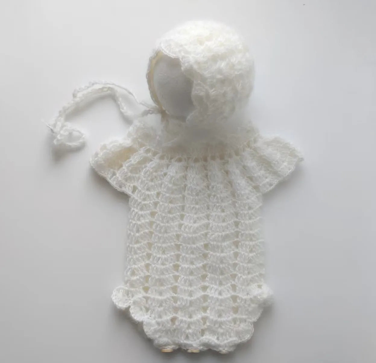 Newborn photography props  Crochet  mohair jumpsuits and hat suit