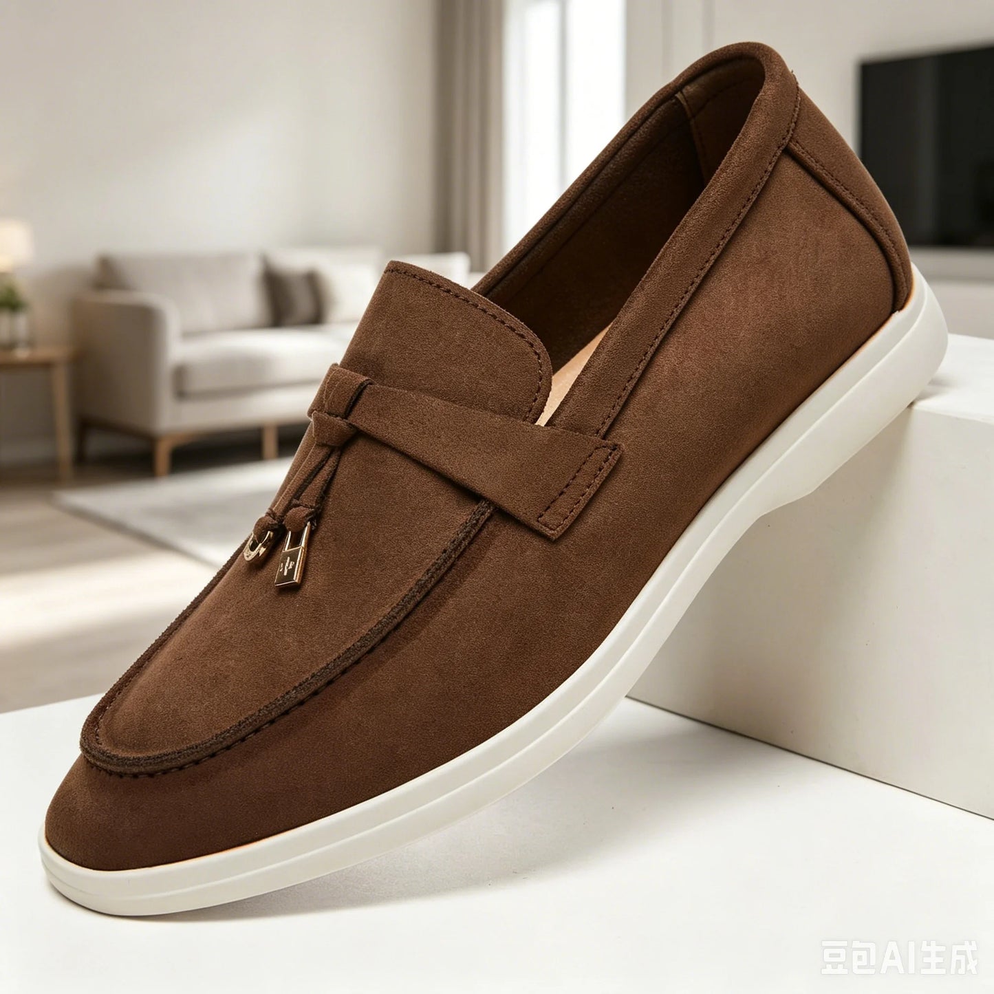 Men Suede Tassel Loafers Slip On Flat Sole Lightweight Non Slip Daily Office Driving Footwear 2026 New Desai