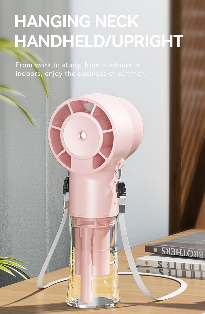 HOMEFISH Handheld Misting Fan Portable Mister Fan  Rechargeable Spray Water Mist Fans Mini Cooling Mister Fans with 4 Speed Wind