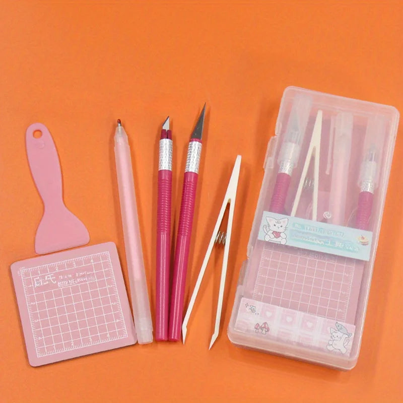 DIY Art Craft Tool Set with Cutting Mat & Sculpting Tools, Multi-Functional Creative Kit with Clear Storage Box for Handmade Pro