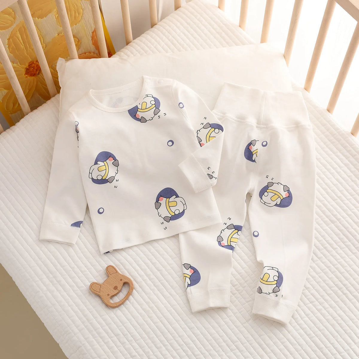 Two-Piece Baby Sleepwear Set Pure Cotton Top and Bottom Set Newborn Separate Homewear Set Toddler Spring, Autumn, and Winter Sle