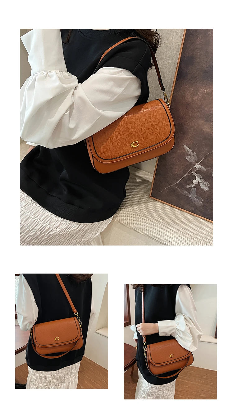 Retro Luxury Women Shoulder Bag Elegant Leather Crossbody Bag High End Tote Vintage Classic Designer