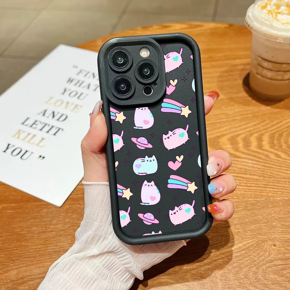Funny Lovely Pusheen Cat Phone Case For vivo Y39 Y04 Y29 Y28 Y03 Y17s Y19s Y100 Y78 Y36 Y27 Y16 Y77 Y75 Y35 Y22s Y02 Y72 Y76 5G