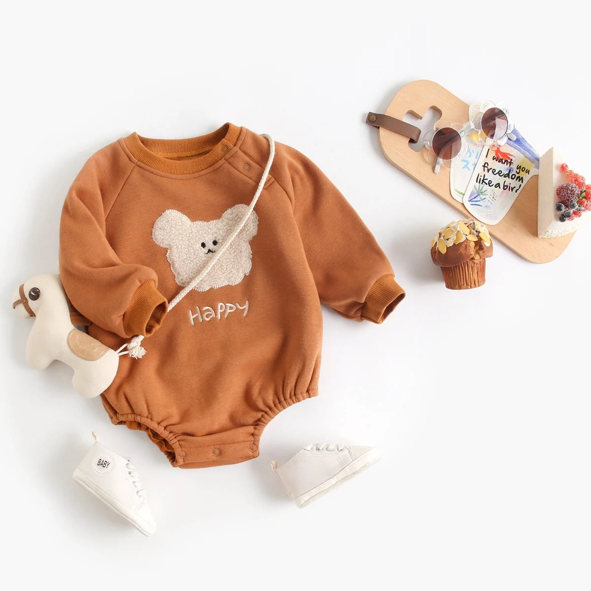 Sanlutoz Winter Autumn Unisex Baby Boys Girls Bodysuits Warm Fleece Long Sleeve Toddler Clothing Onesies Cute Animal Casual