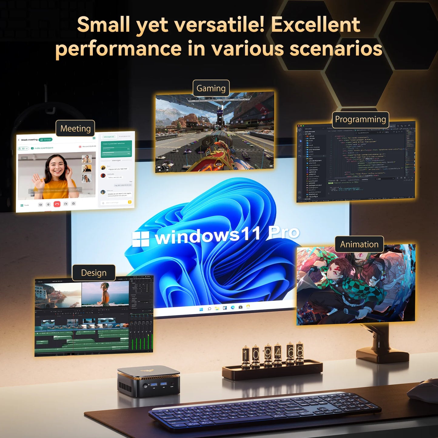 NIPOGI Mini PC AMD Ryzen 3 3250U Desktop Mini Computers 8GB RAM 256GB M.2 SSD WiFi 5, BT 4.2,DUAL 4K Display Windows 11 Pro
