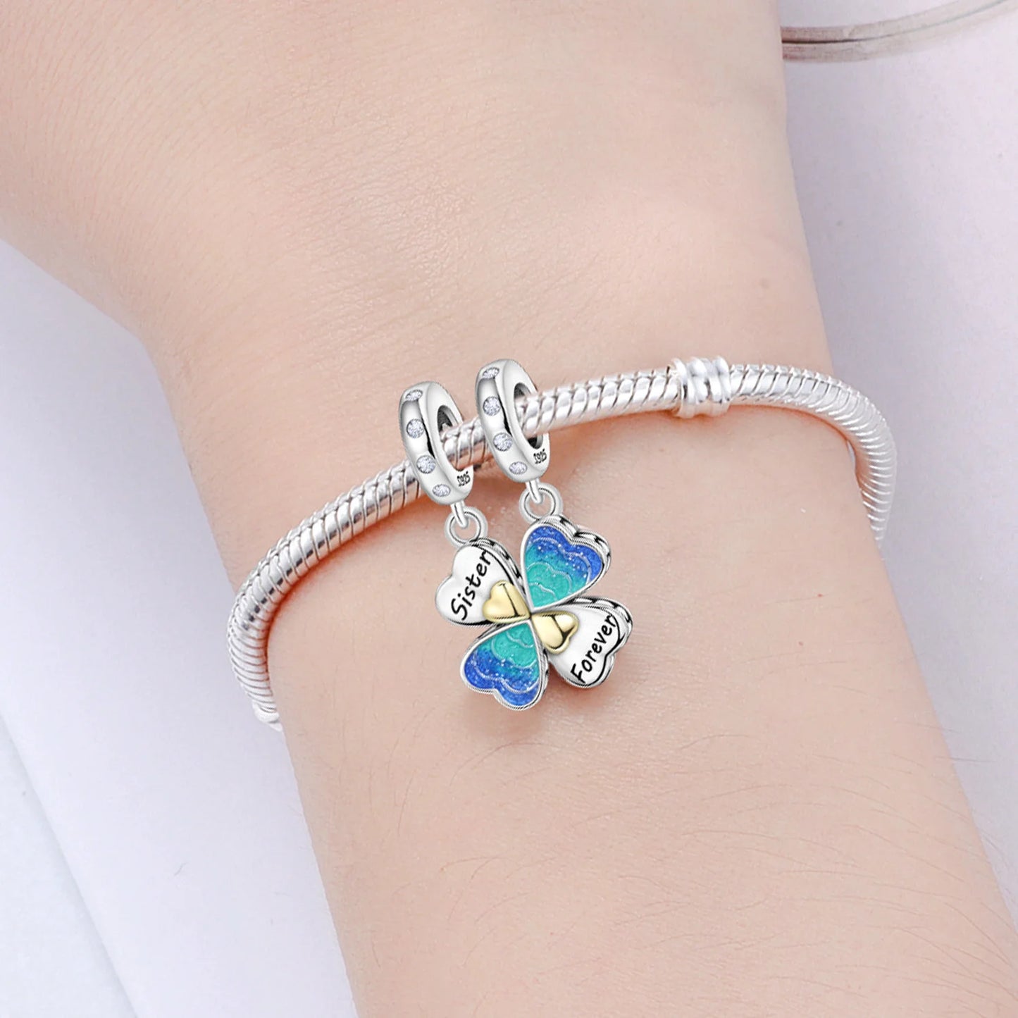925 Sterling Silver Two-tone Symmetrical Angel Wing Pendant Necklace for Women Lucky Symbol Original Jewelry Party Couple Gift