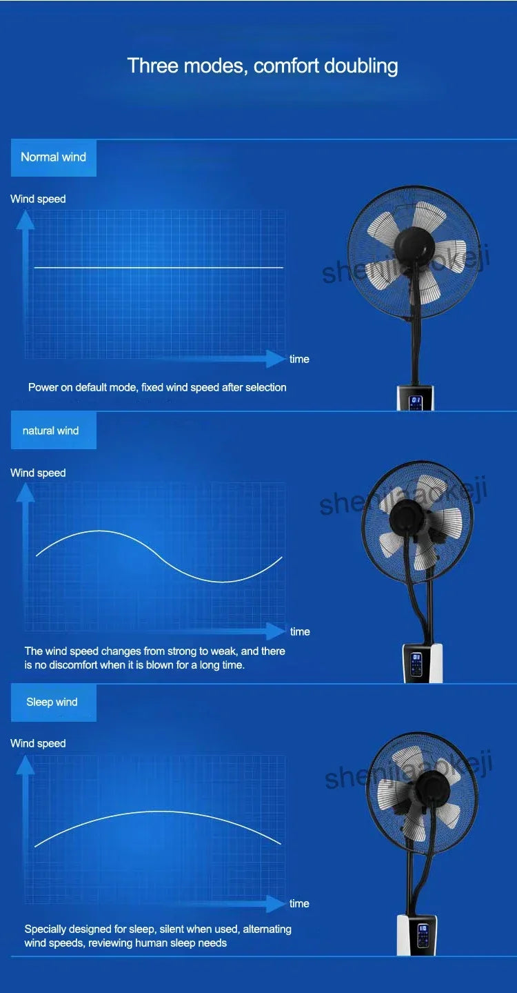 Office air humidifier Electric Fan Water mist fan Air condition fans cold fog fan remote control 12h timing
