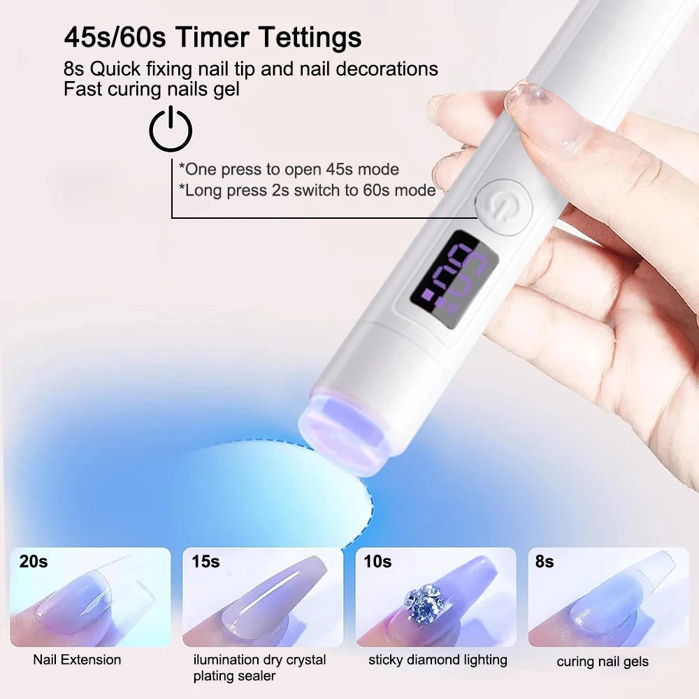 UV LED Nail Lamp Nail Dryer Lamp Removable Mini Portable Nail Dryer Rechargeable Nail lamp For Gel Nails Nail Art Tools