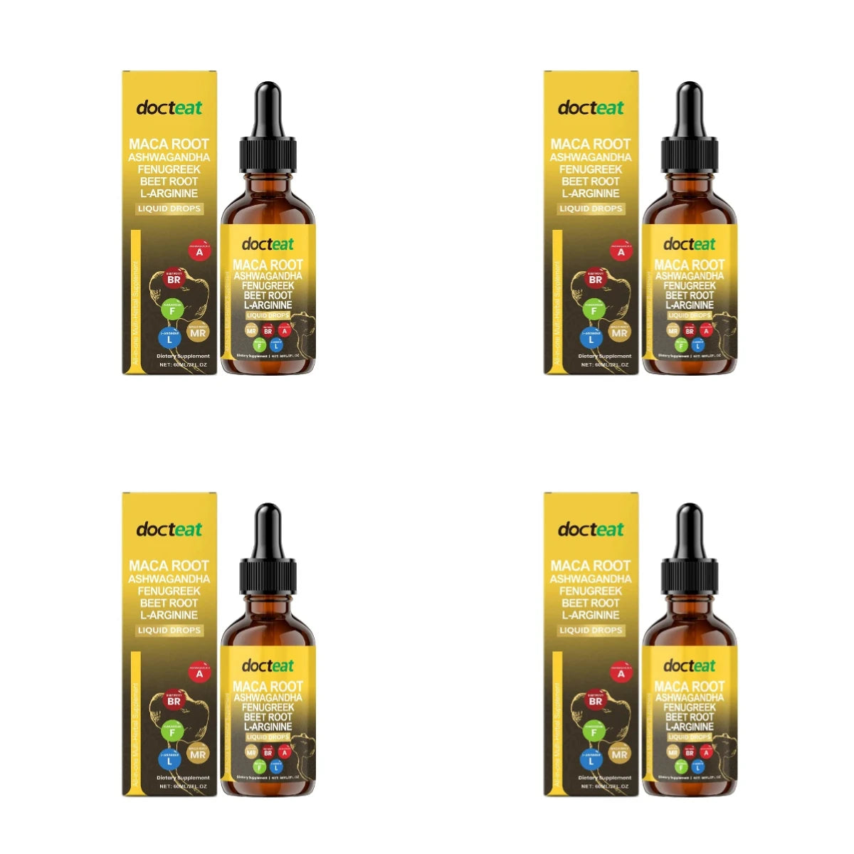 Maca Root Beet Root L-Arginine Liquid Drops Herbal Supplement for Men Energy Vitality Active Daily Wellness Support 60ml