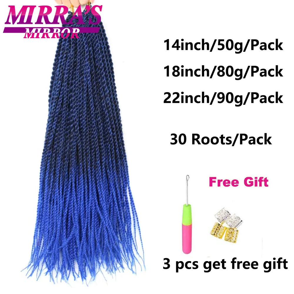 Senegalese Twist Crochet Hair 14/18/22 Inch Synthetic Mini Senegalese Crochet Braids for Black Women 30 Roots/Pack Braiding Hair