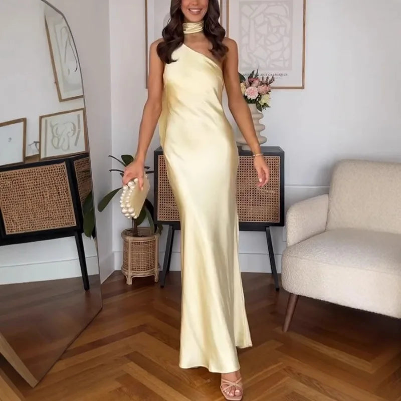 Luxurious Women Folds Party Cocktail Dress Elegant Off Shoulder Celebrity Guest Graduation Evening Floor Length Dress Prom Gown