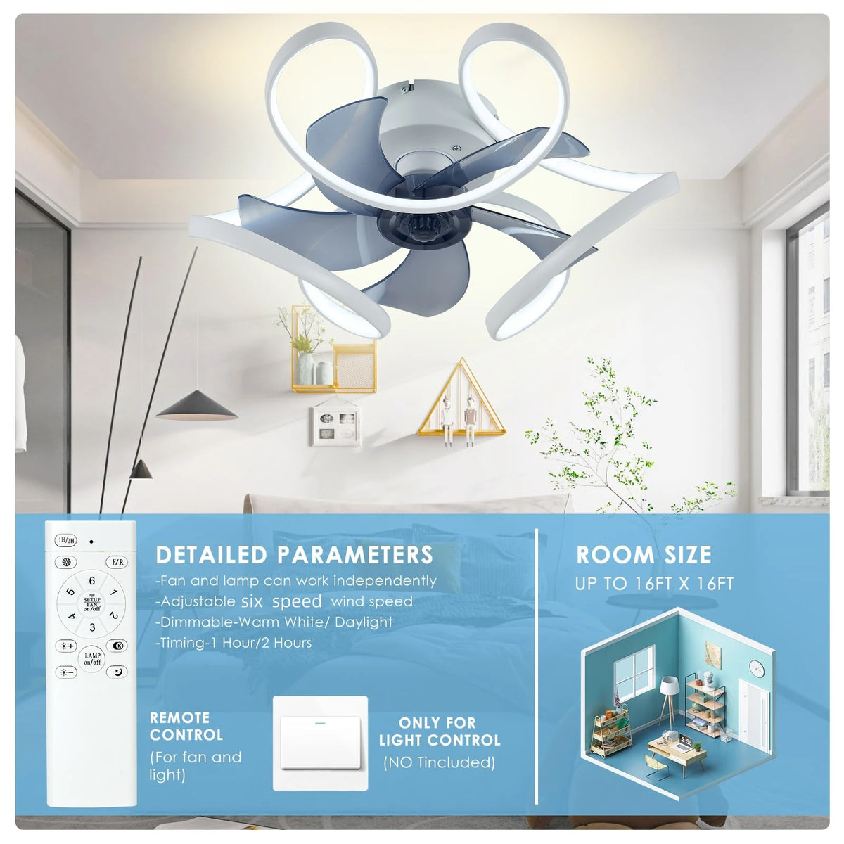 Modern Ceiling Fan Home Decorative Pendant Fan With Lamp Reversible Motor Suitable Kitchen Living Room Creative Chandelier Fan