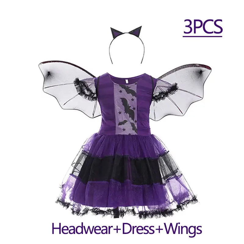 Halloween Costume for Girls Dress Scarlet Witch Vampire Devil Ghost Bat Carnival Party Dress Up  Kids Cosplay Clothes