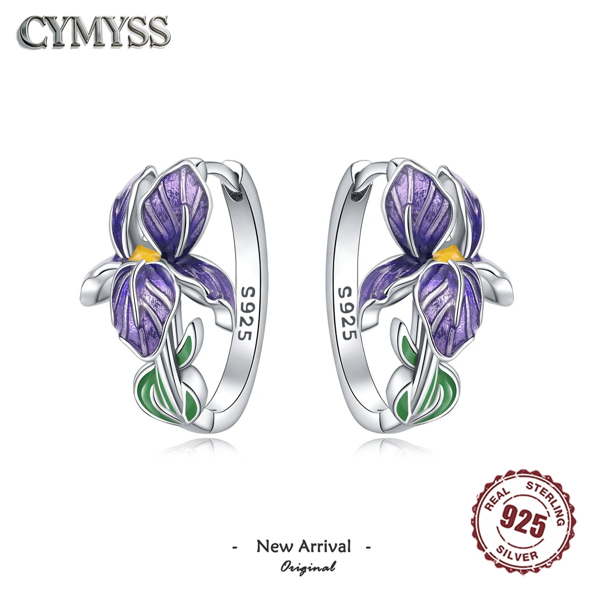 925 Sterling Silver Needle Iris Flower Hoop Earrings for Women Original Elegant Versatile Jewelry Birthday Party Fine Gift 2026