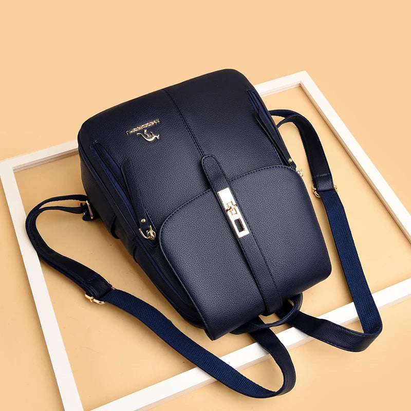 Luxury Women Leather Backpacks for Girls Sac A Dos Casual Daypack Black Vintage Backpack School Bags for Girls Mochila Rucksack