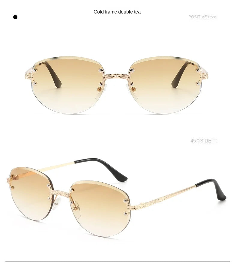 Rimless Sunglasses Irregular Fashion Popular Women Men Shades Small Square Sun Glasses for Female Male Summer Traveling Oculos