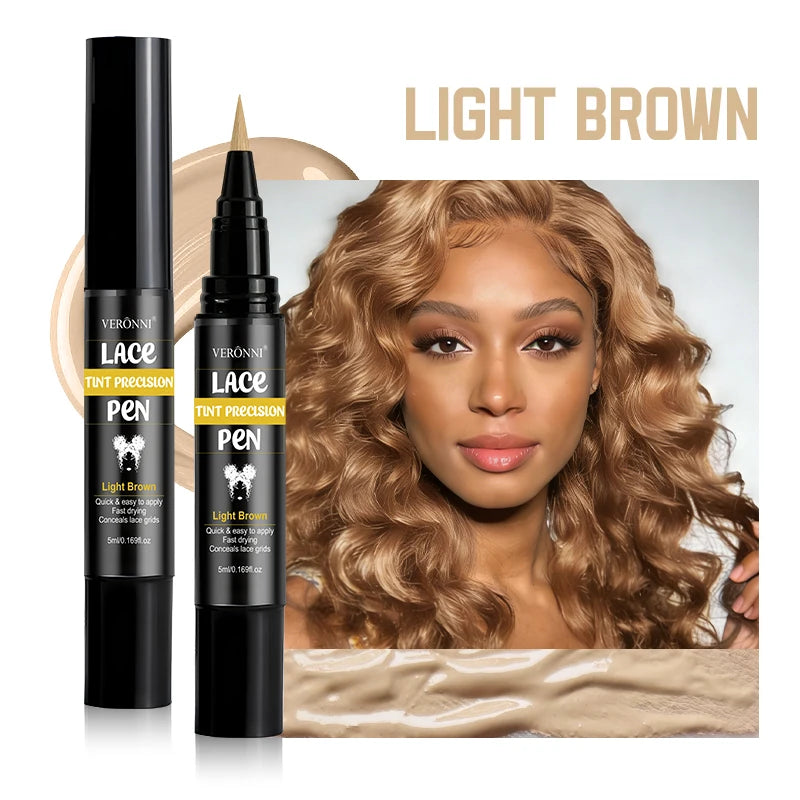 4 Colors Lace Tint Precision Pen 5ml Quick Dry Conceal Lace Dye Pen Portable Lace Tinting Concealer for Lace Wig Hairline Makeup