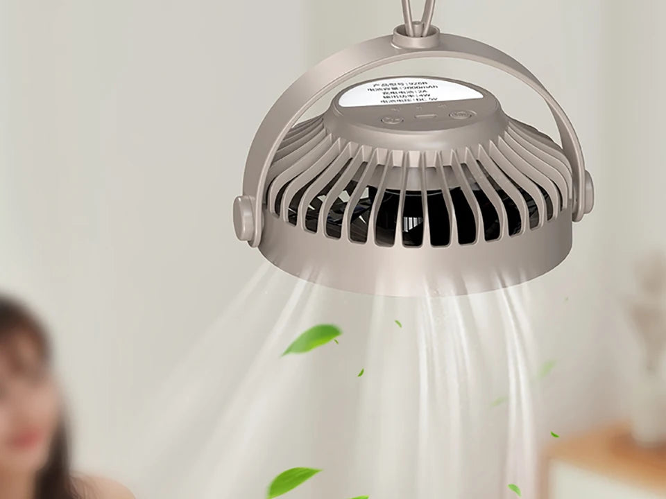 Remote Control Floor Table Air Cooler Mini Portable Wireless Ceiling Fan 360° Rotation 3-speed Wind For Camping Home Night Light