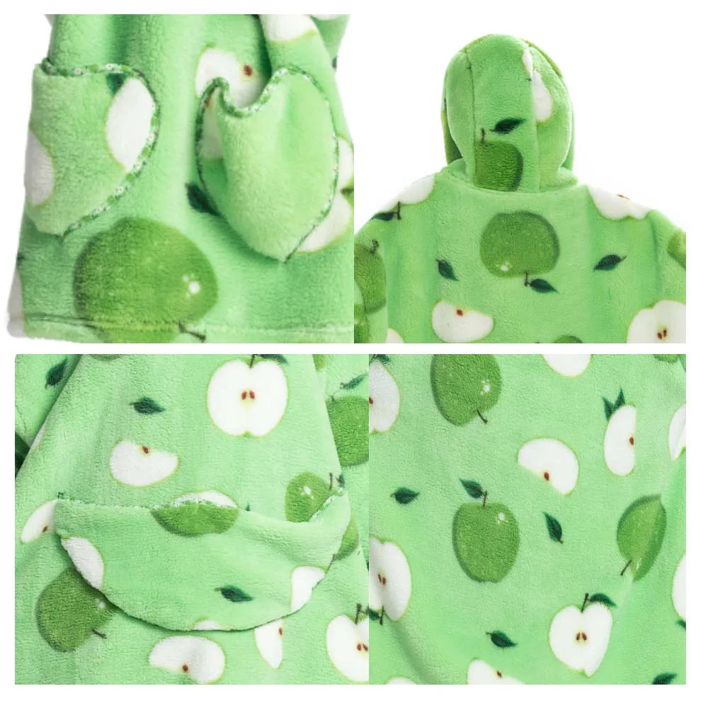 Halloween Pumpkin Hoodies for Boys Girls Winter Thick Flannel Hooded Sweatshirts Kids Clothing Children Oversized Blanket Hoodie