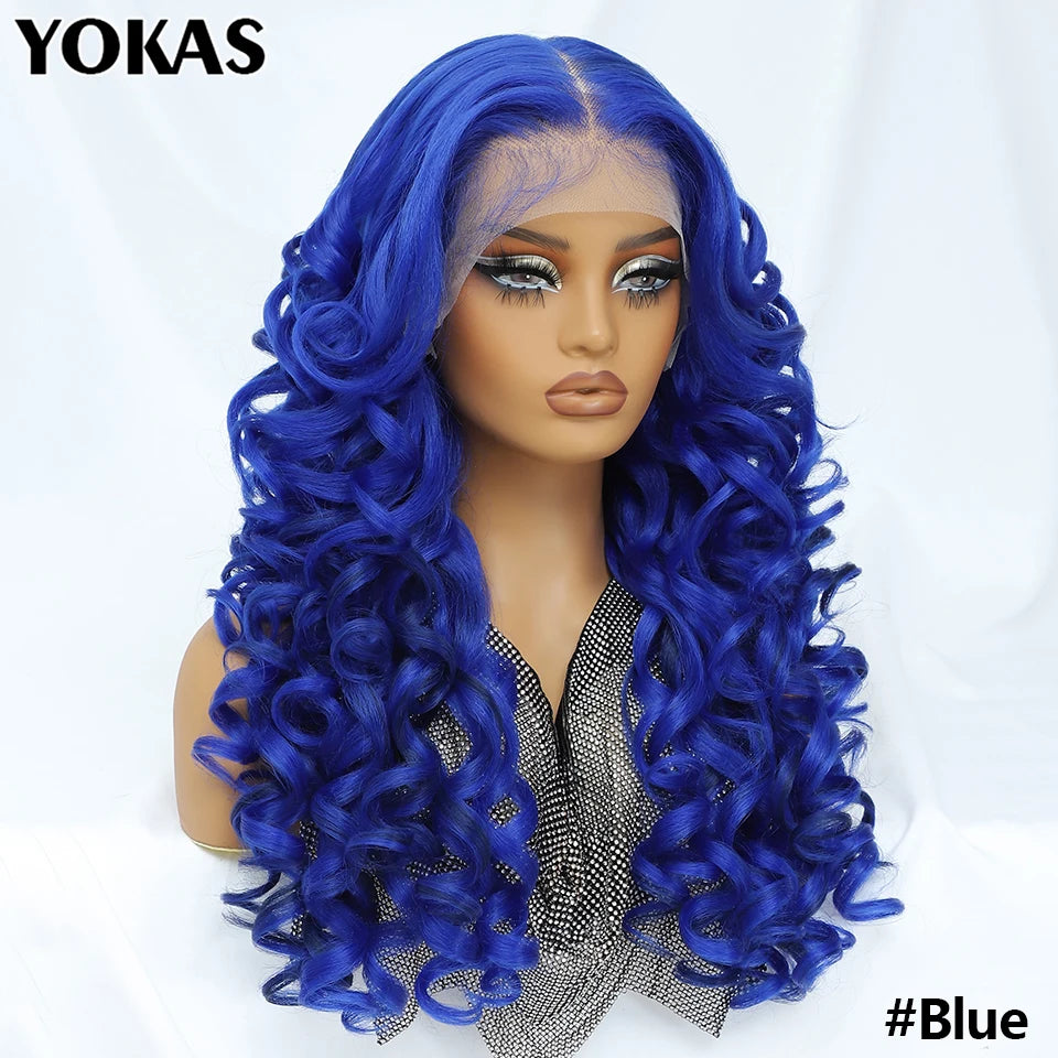 Lace Frontal Wigs 13X6 Synthetic Curly Lace Frontal Wigs With Bangs For Afro Women Pink Blonde Women Wigs With Baby Hair Latisha