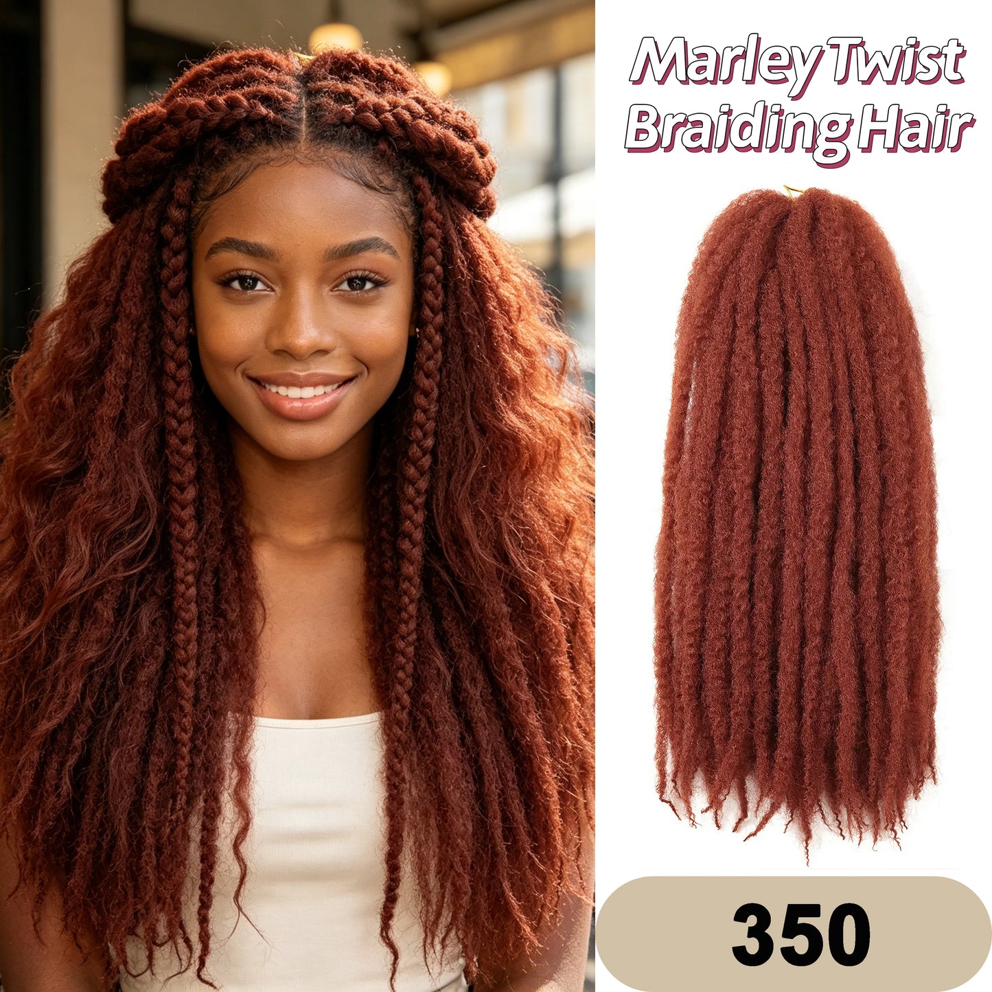 Marley Twist Braiding Hair Pre Stretched Ombre/Solid Colors Afro Kinky Curly Crochet Hair for Faux Locs Jumbo Marley Twists Hair