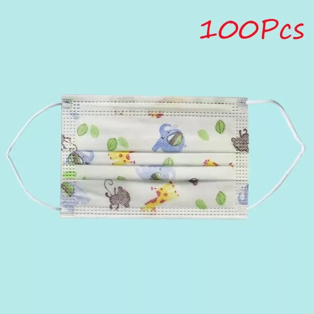 100-200pcs Black Kid Disposable Protective Mask 3 Layer Nonwoven Kids Filter Hygiene Thicken Children's Cartoon Face Mouth Masks
