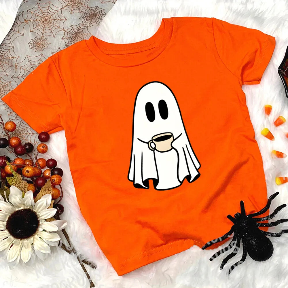 Child Halloween Outfit T-shirt Funny Print Girl Boys T Shirt Fall Festive Shirt Kids Tshirt Clothes Halloween Party Toddler Tops
