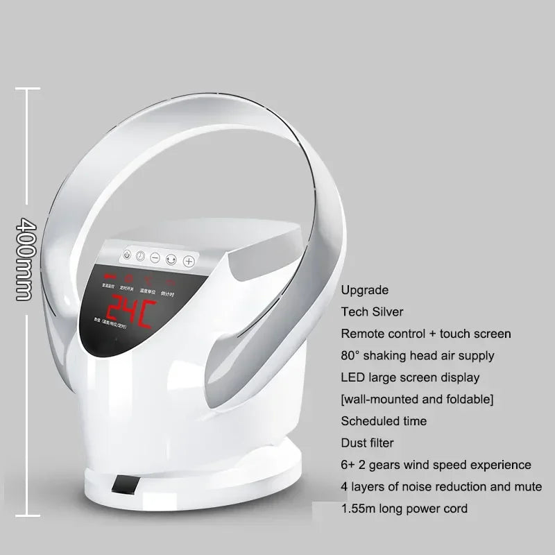 32W 220V Remote Control Bladeless Wall Fan, Electric Fan, Ultra-Quiet Variable Speed Bladeless Fan