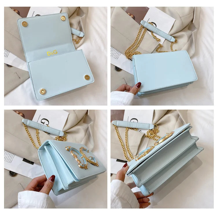 Trendy Letter Logo Chain Bag for Women 2025 - Cute Small Shoulder Sling Purse for Party, Date, Shopping - Black Fashion Handbag
