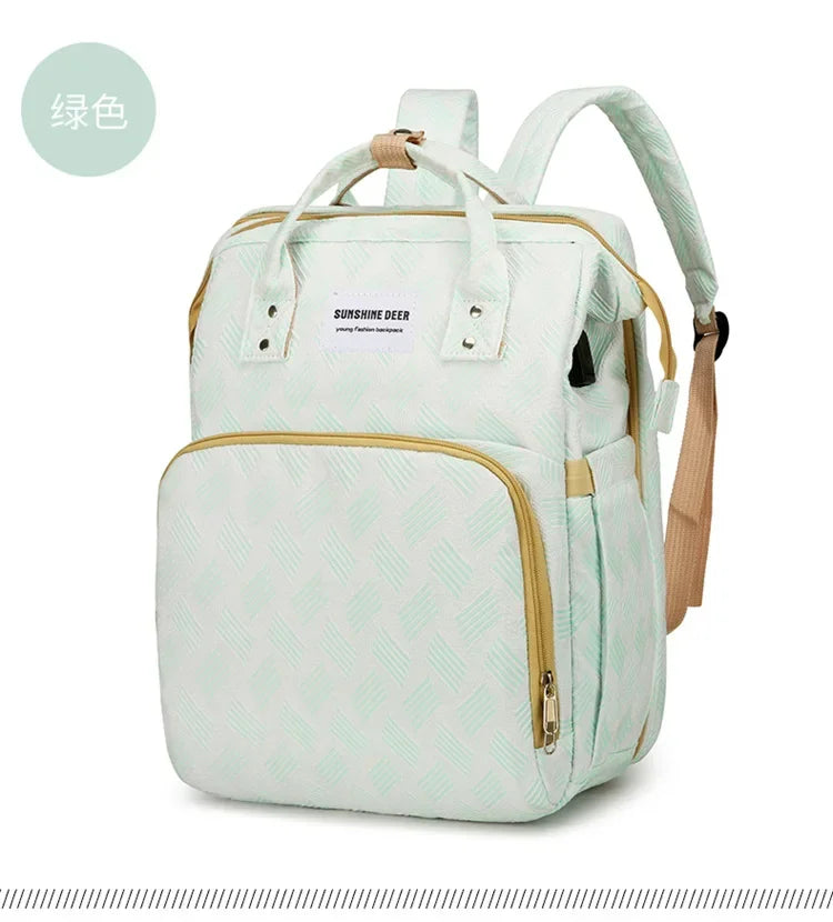 Baby Diaper Bag with Stroller Hooks Portable Baby Crib Diaper Changing Pad Baby Carrier Bag for Activity Mom Backpack 30*20*40cm
